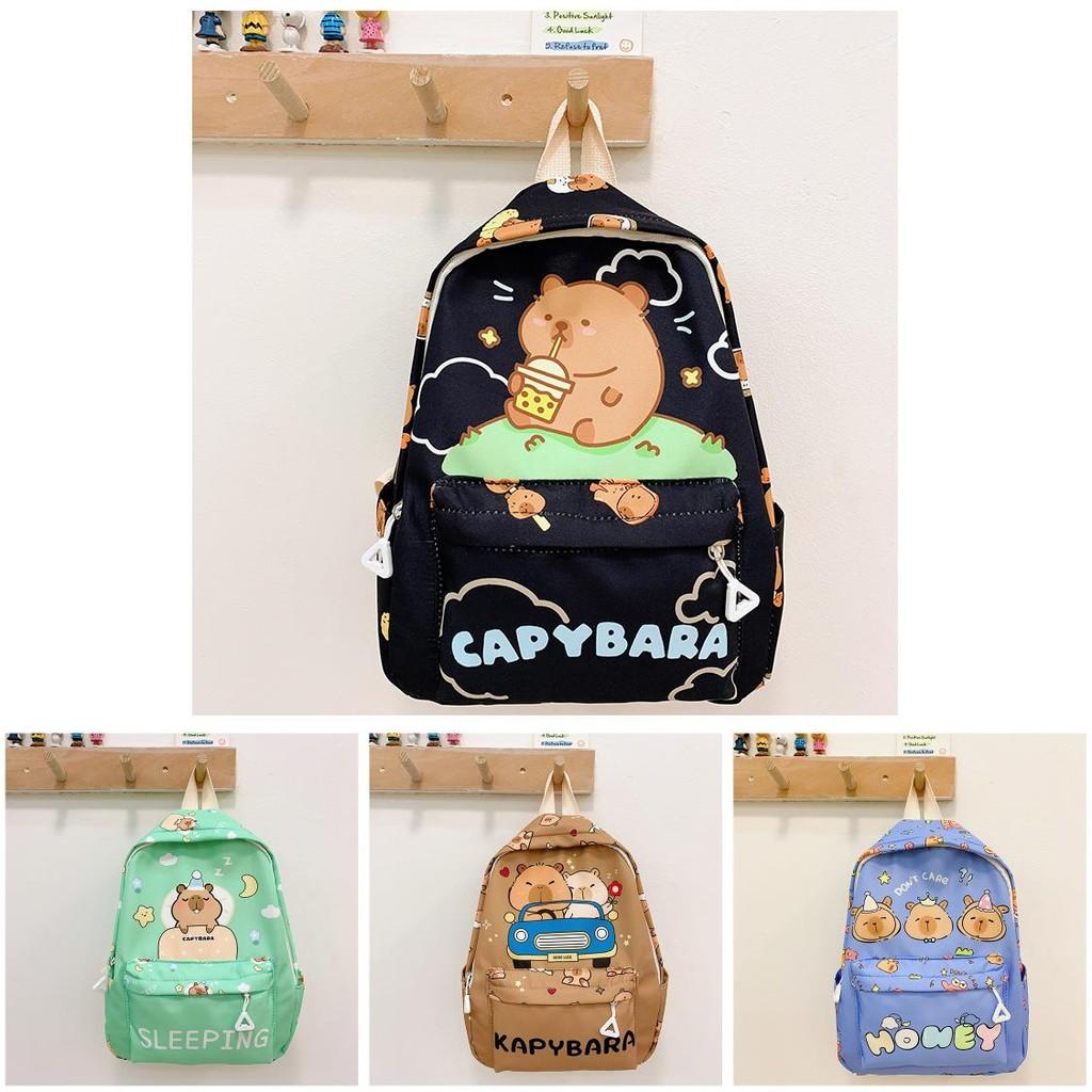 Adorable Capybara Pattern Kids Backpack With Comfortable Arc Shoulder Straps For School