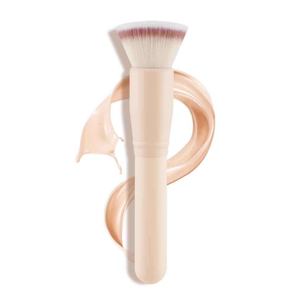 New Single Three-color Hair, Flat Head Foundation Brush, Blush Brush, Loose Powder Brush, Thick Bristles, Seamless, Convenient Makeup Now