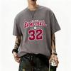 Fashionable summer men's muscle training Gothic letter print micro elastic breathable round neck T-shirt outdoor casual top