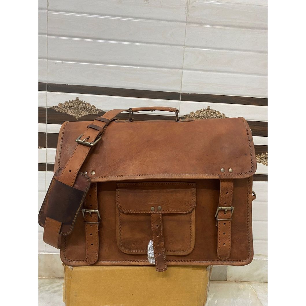 

Кожаная сумка-портфель, кожаная сумка для ноутбука, сумка-мессенджер, винтажная кожаная сумка-портфель ручной работы Коричневая сумка для ноутбука 11 x 15 x 4 in коричневый