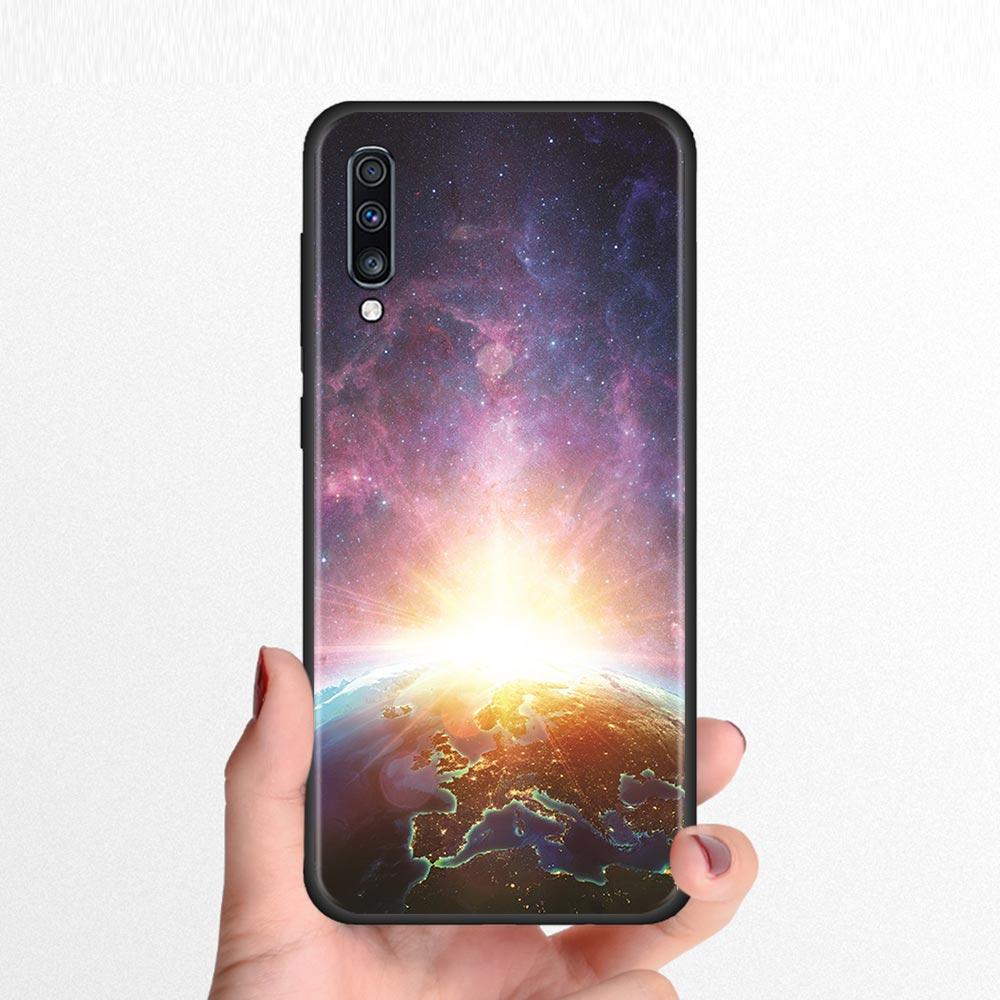 Silikonowe etui na telefon do Samsung Galaxy A50 A70 A10 A20e A30 A40 A20s A10s A10e A80 A90 A60 A30s Pokrowiec Shell Ziemia Księżyc Planeta