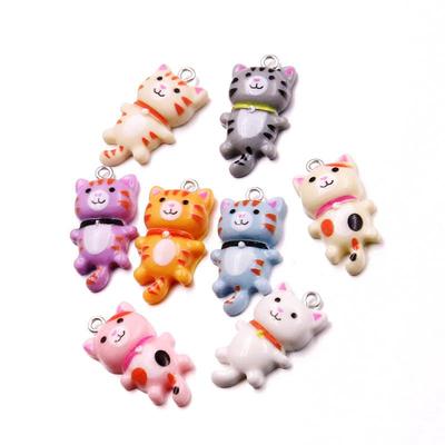 8 Colors 15x29mm Kitten Resin Cat Pendant Keychain