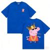 Summer Peppa Pig Page Cartoon Pattern Printed T-shirt Kids Unisex Breathable Loose Casual