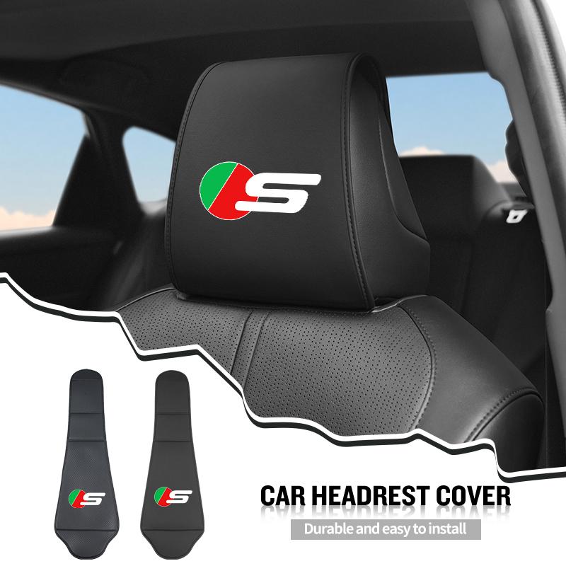 Car Seat Headrest Cover Leather Neck Pillow Protector Accessories For Jaguar XF XJ XFR XKR X-Type F-Pace I-Pace S-Type F-Type SS2