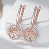 Kienl   Růžově zlaté visací náušnice s květinami pro ženy Lesklé přírodní zirkonové doplňky Vintage Denní jemné šperky