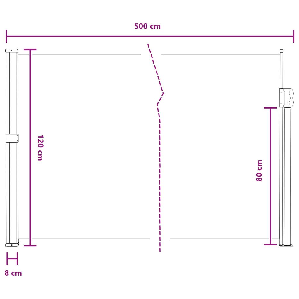Retractable Side Awning Sand 500 X 120 Cm Polyester