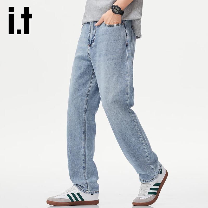 izzue it Мужские джинсы прямого кроя, свободные, из 100% стираного хлопка 34