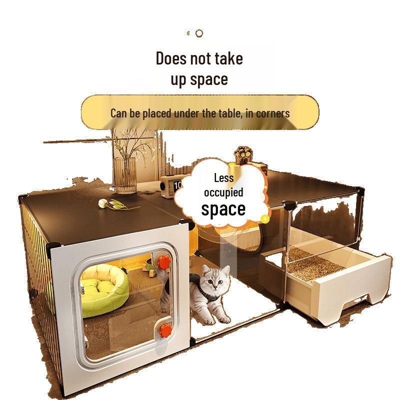 Compact Indoor Cat Villa: Integrated Bed, Toilet, and Play Area - Space-Saving Design for Apartment Living