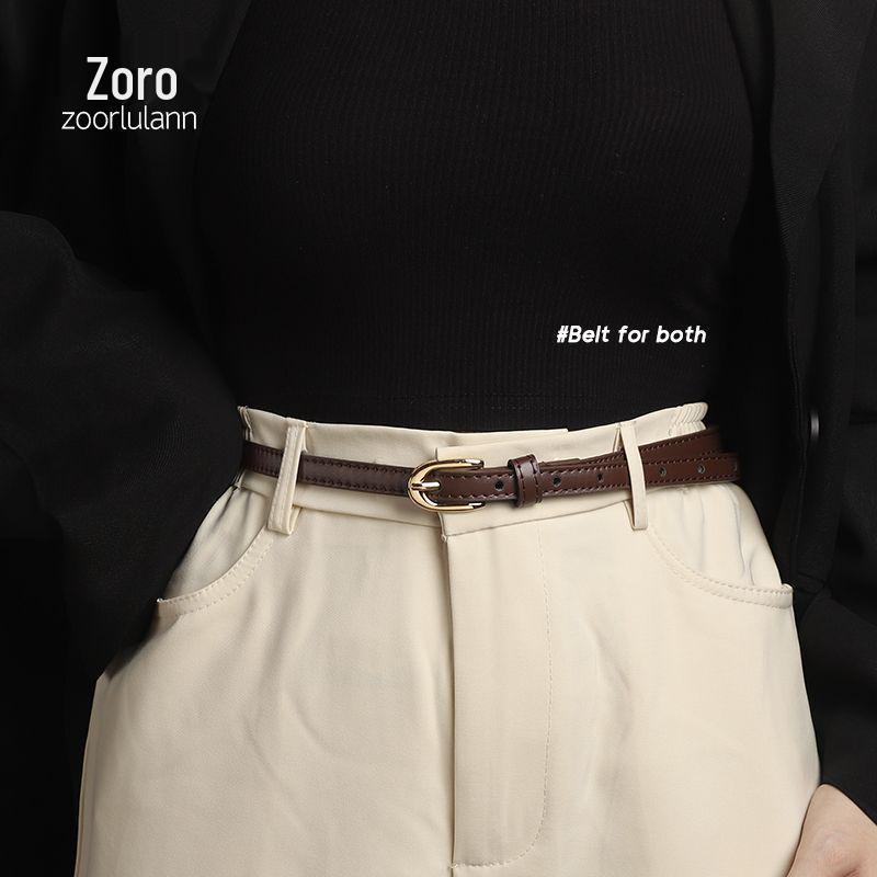 Women's Black Leather Two-Way Belt: High-End, Fashionable Dress Accessory with Wide Waist Seal and Suit Jacket Pairing.