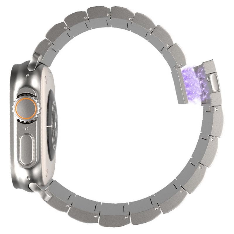 

For Apple Watch 10 46mm/Ultra 2/Ultra 49mm/9 8 7 45mm/SE (2023) SE (2022) SE 6 5 4 44mm/3 2 1 42mm Titanium Alloy Magnetic Strap Grey