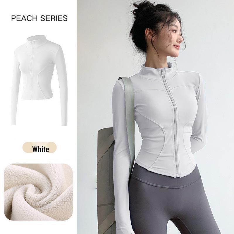 Women's Slim-Fit Fleece-Lined Running Jacket - Autumn/Winter 2025 Yoga & Fitness Long Sleeve.
