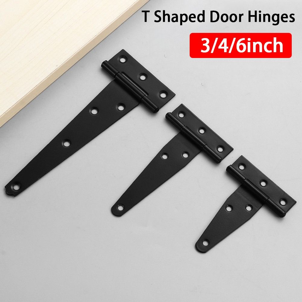 3/4/6inch T Shaped Door Hinges Metal Gate Strap Hinges  for Wooden Fences Yard Barn Door Cabinet