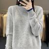 Women's Color Block Round Neck Slimming Wool Knit Pullover Sweater & Base Layer