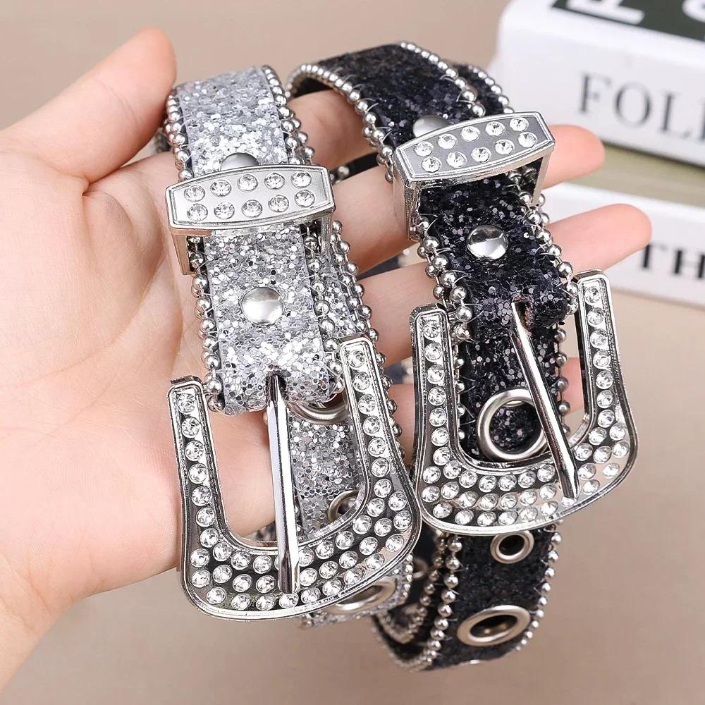 Cinturones Góticos de Pedrería Personalizados Para Mujer Chica Moda Cinturones de Cuero PU Vaquero Occidental Y2K Retro Decoración Falda Vaquera Cinturón
