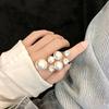 Elegantes Boho-inspiriertes breites Ring-Set mit Imitationsperlen und Kristallakzenten - Perfekt für den täglichen Gebrauch, Alltagsringe