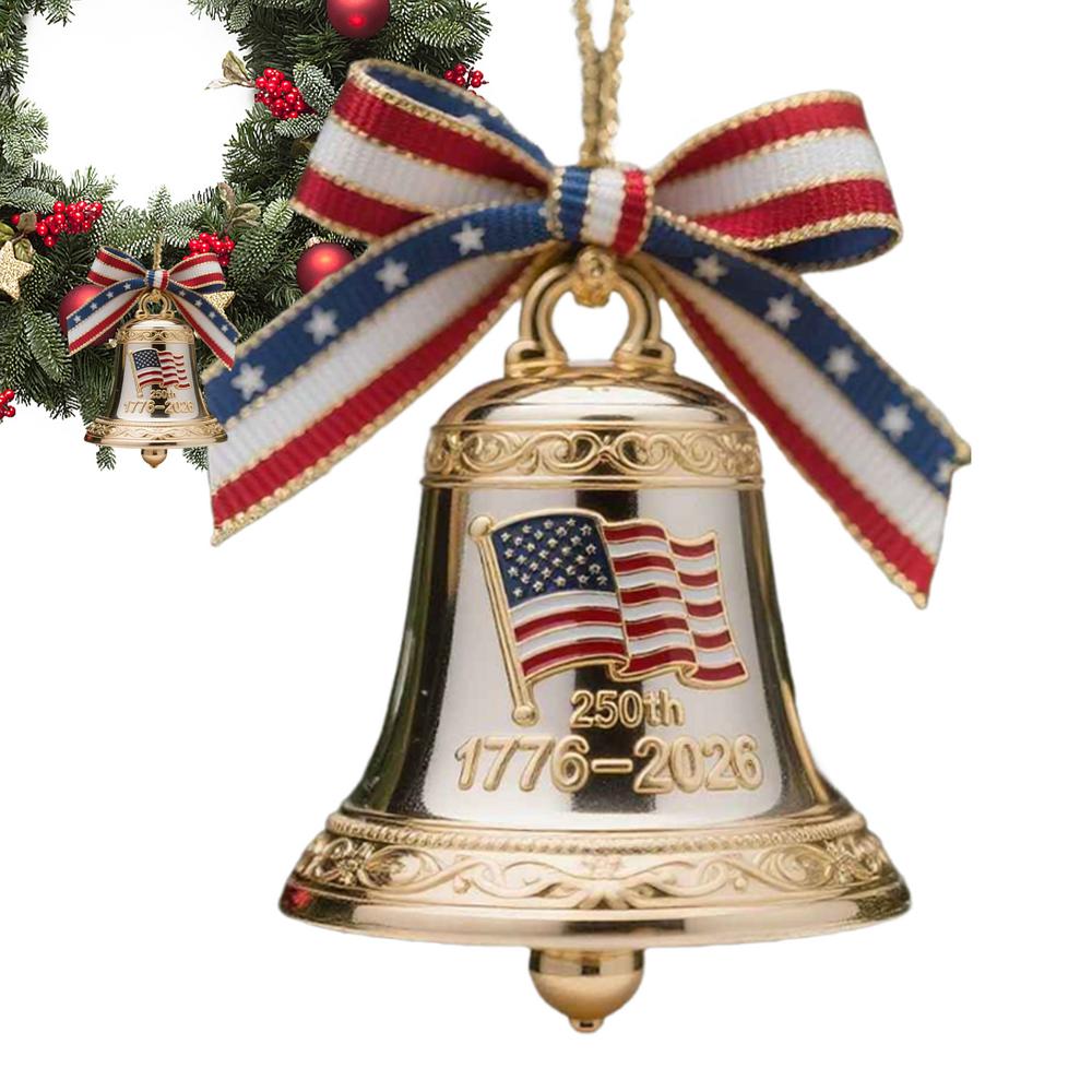 US 250th Bell Ornament US Founding Commemorative Ornament 1776-2026 250th America's Founding Keepsake Bell for Christmas Tree