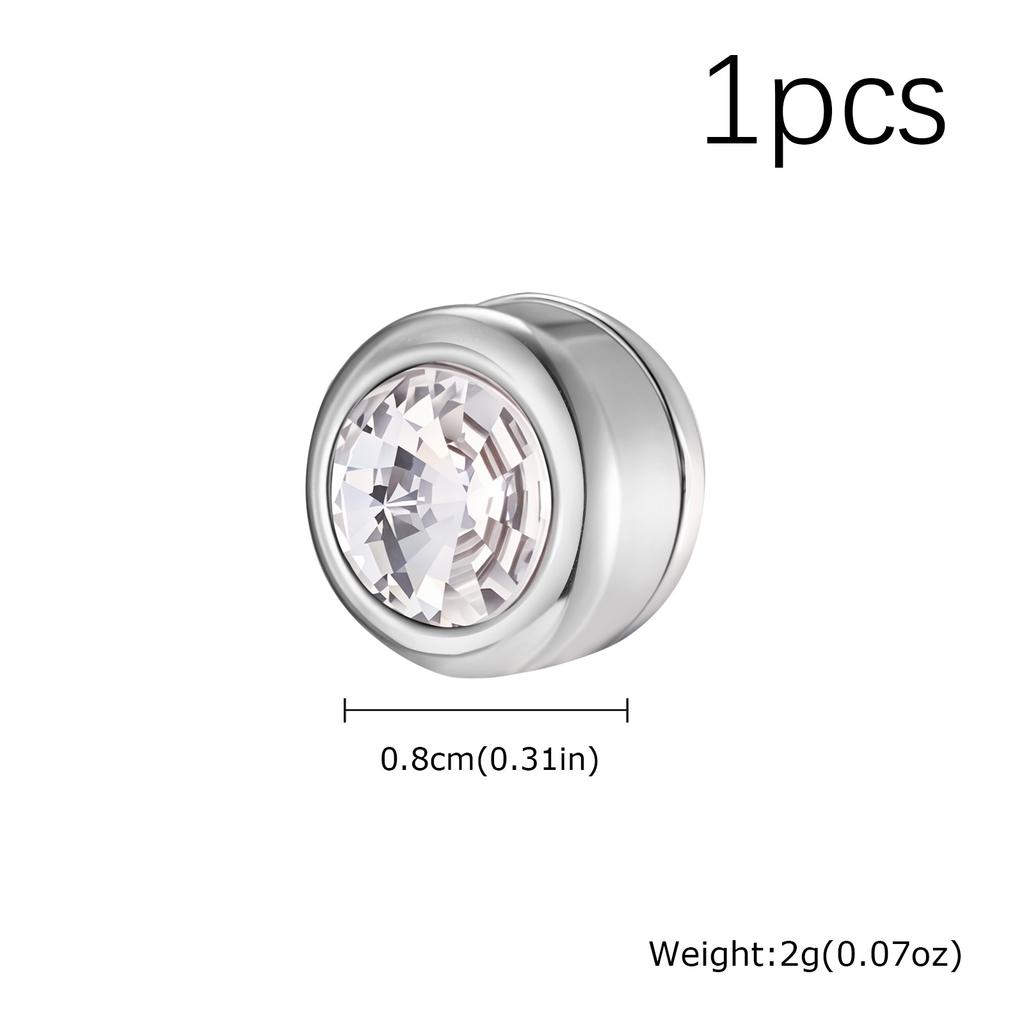 Blue White Black Zircon Clip Earrings for Men Women,Stainless Steel Non Perforated Ear Clips,Simple Hip Hop Earring Jewelry Gift