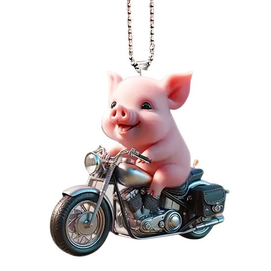 Vánoční dekorace Štěně Jízda na motocyklu Akrylový přívěsek Vánoční stromeček na zavěšení do auta na prázdniny