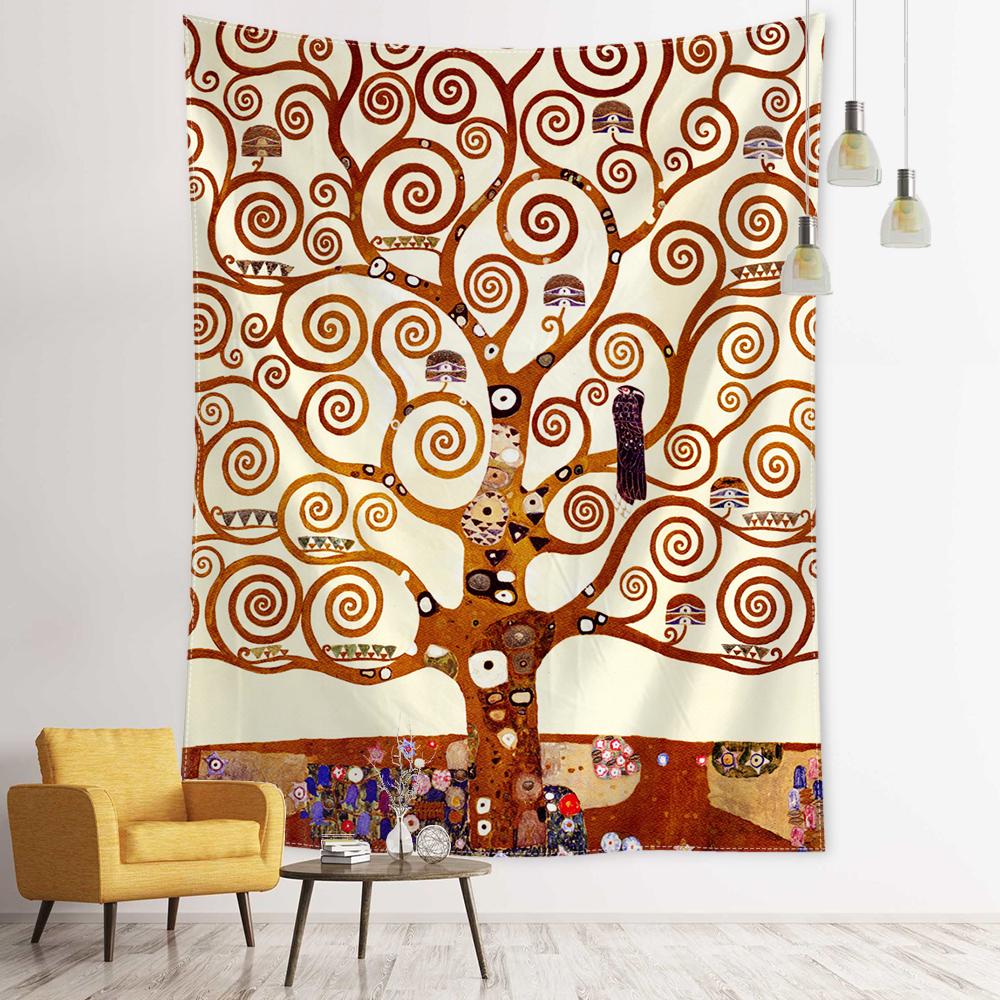 Tapiserie Arborele Vieții Agățat pe perete Artă misterioasă abstractă Vrăjitorie Hippie Tapitz Decor în stil modern pentru dormitor