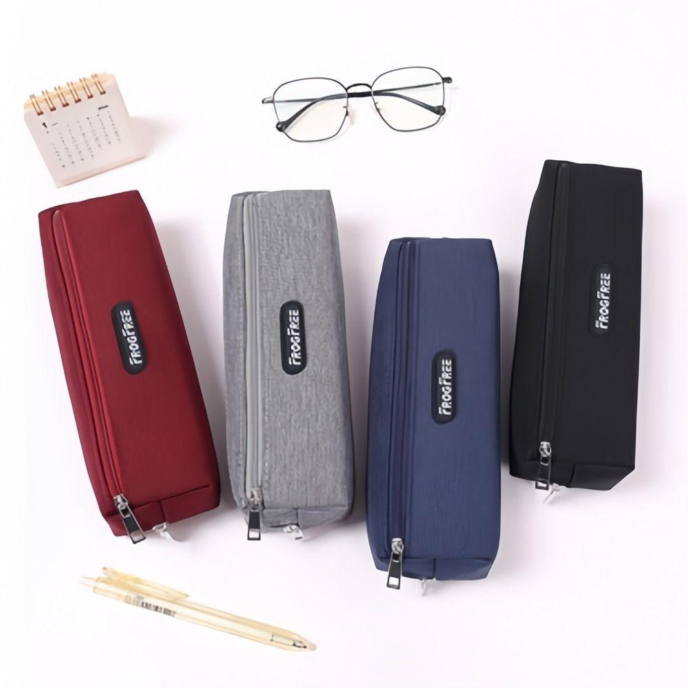 Solid Color Pencil Bags Canvas Stationery Pouch New Pen Storage Bag  Birthday Gifts