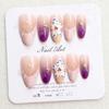 Ocean Light Purple Almond-Shaped Wearable Nails with Rhinestone French Ice Translucent Design