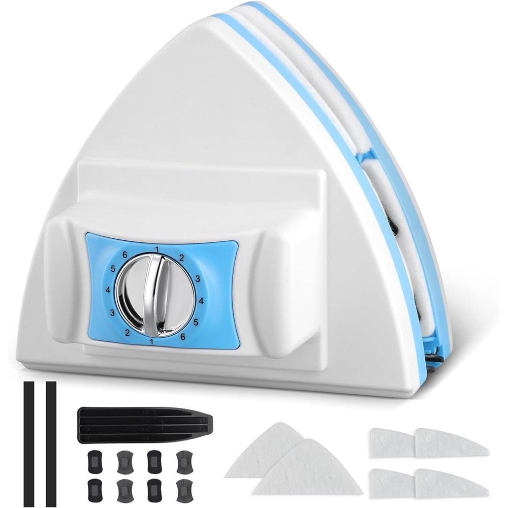 Double-sided magnetic window cleaner, super strong double-layer glass window cleaning device, with easy-grip handle, adjustable demagnetizing cleaner