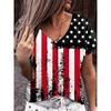 American Flag 3d Print T-shirt Women Fashion V-Neck T-shirts Short Sleeve Tops Tees Loose Casual Tees