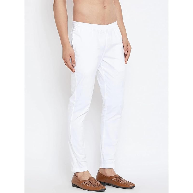 See Designs White Cotton Regular Fit Pyjamas N Elasticated Waistband_SDPJ100L