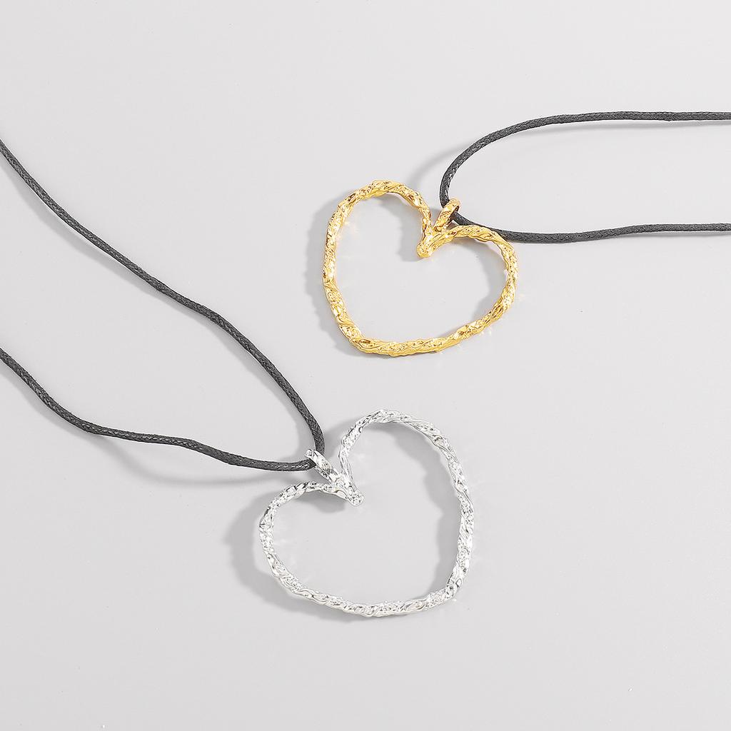 Dames Europees Hol Hart Hanger Sieraden Eenvoudige Minimalistische Strik Touw Creatieve Ketting