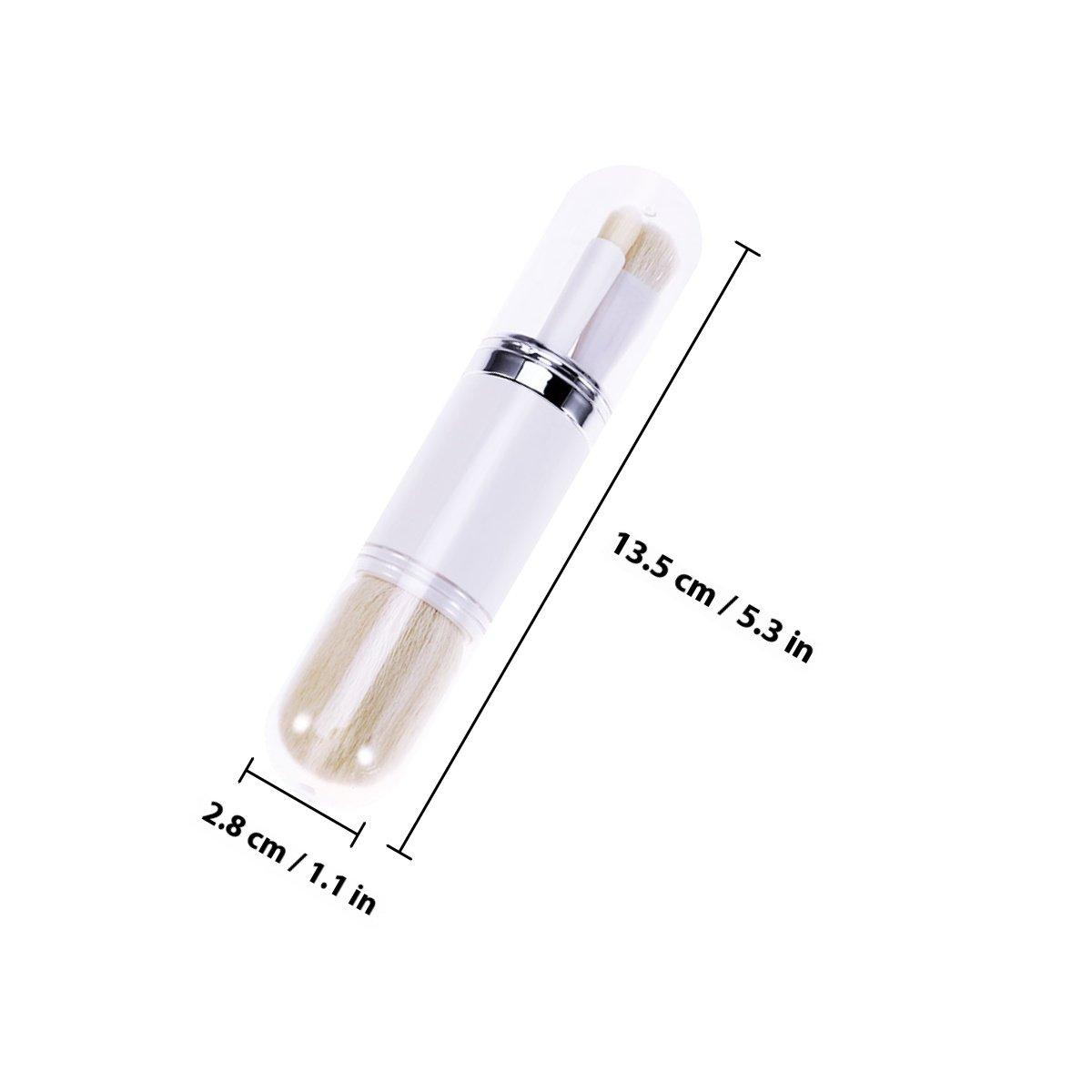 

4 in 1 Retractable Double Head Makeup Brush Set Die Cast Plastic Rod Transparent Lids Dust Proof Storage Natural Finish Beauty білий