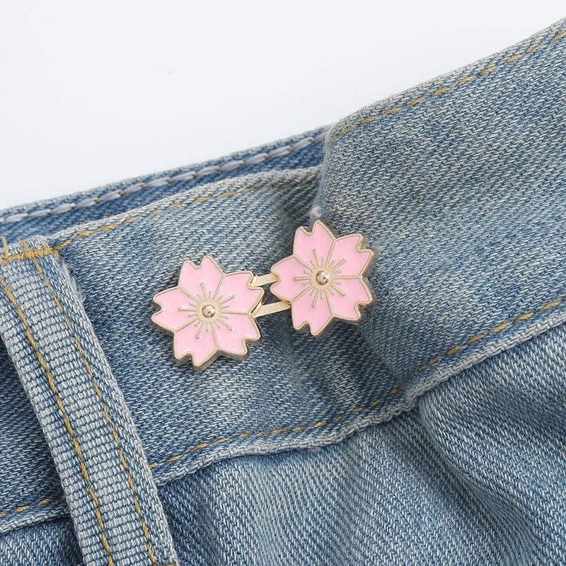 Kirschblüten-Knopfversteller für Hosen und Röcke Sakura Taillenverenger Einstellbare Taillenschnalle für Jeans Kein Nähen erforderlich