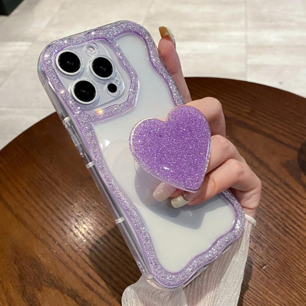 Třpytivý Diamantový Držák Srdíčko Pouzdro Na Telefon Pro iPhone 16 15 14 13 12 11 Pro Max Plus Roztomilý 3D Držák Srdíčko Nárazuvzdorný Kryt