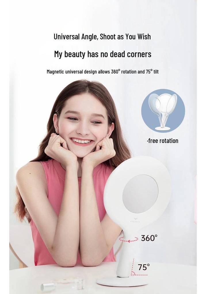 Feise Durable Handheld Vanity Mirror with LED Light