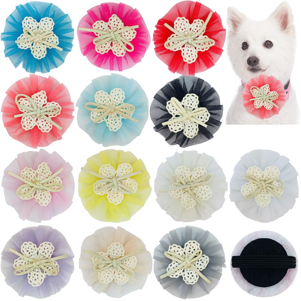 50/100pcs Flower-Collar Dog Flower Collar Remove Dog Bowtie Collar Accessories Dogs Pets Bow Ties Collar For Small-Large Dogs