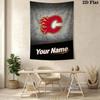 Name Custom Calgary Flames Logo Wall Tapestry Aesthetic Wall Hanging Printed Fabric Blanket Decorative Tapestries for Bedroom Living Room Home Decor