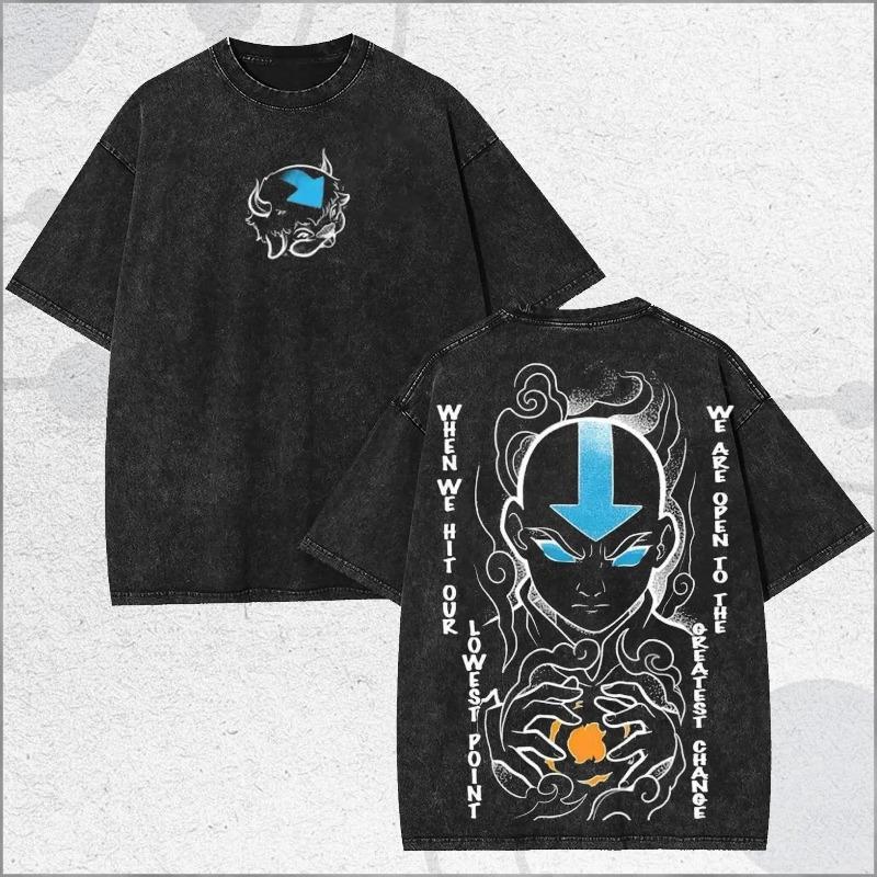 Vintage Washed Shirt Retro Street Graphic Summer Men s and Women s washed T-shirt S