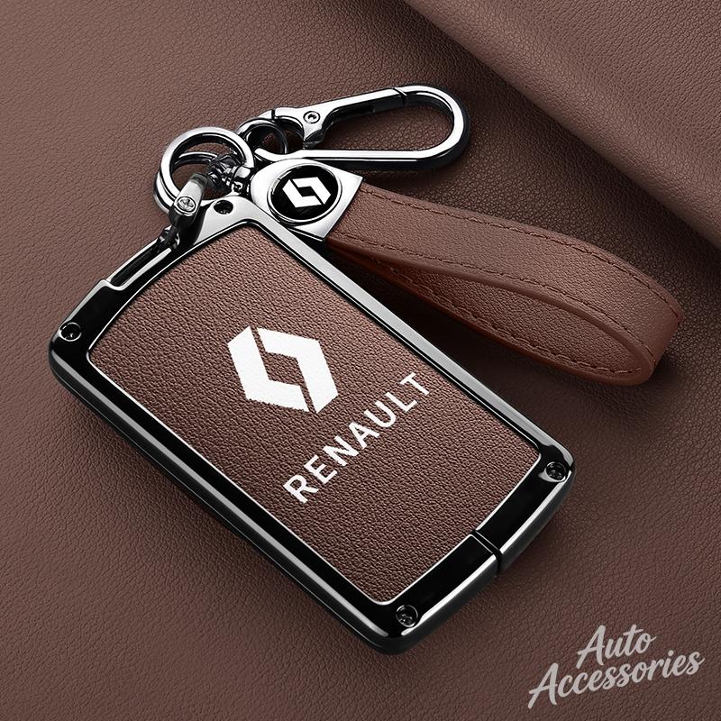 Metal Car Key Case For Renault Megane III Grand Scenic III Laguna III Koleos Fluence Clio Kangoo Latitude Leather Protect Shell Z666