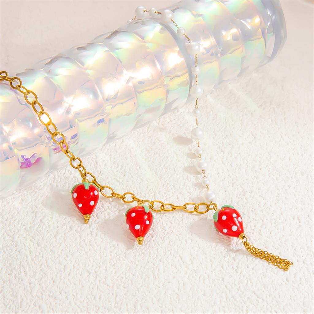 Fruit Glass Pendant Necklace for Women Featuring Handcraft Designs and Vibranting Color for Casual or Festive Occasions