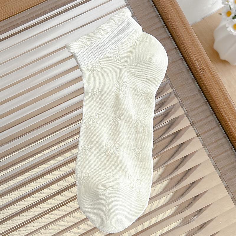 Women's White Mesh Lace Breathable Cotton Ankle Socks