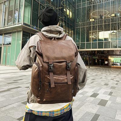 Wholesale Fashion New Retro Men's Pu Backpack Women's Computer Backpack Matte Leather Mountaineering Travel Bag
