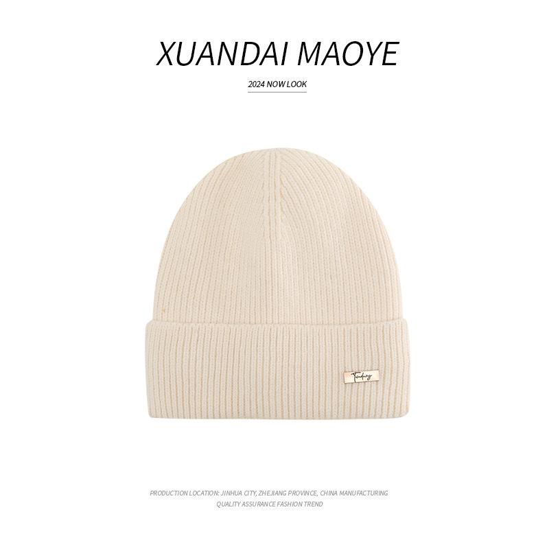 Knitted Hat for Women In Autumn and Winter Warm Plus Velvet Thick Korean Style Wool Hat Fashionable Ear Protection Hat Casual Travel Cold Hat