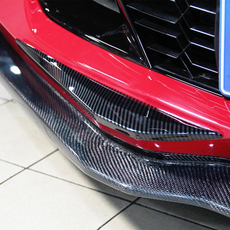 2 τμχ Αξεσουάρ Αυτοκινήτου για Chevrolet Corvette C7 2014-2018 Κάλυμμα Τριμ Γωνιακό Προστατευτικό Μπροστινού Προφυλακτήρα με Εκτύπωση Ανθρακονήματος