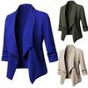 Women Solid Color Ruffled Autumn Long Sleeve Slim Fit Blazer Suit Jacket?Coat