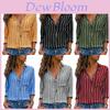 Damen Langarm Locker Bluse Lässige Oberteile mit Elegantem V-Ausschnitt Knopfleiste Design