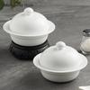 White Ceramic Bowl Home Steaming Egg Bowls Hotel Restaurant Tableware Chinese Soup Cup Ceramic Soup Bowl Round Bowls with Lid