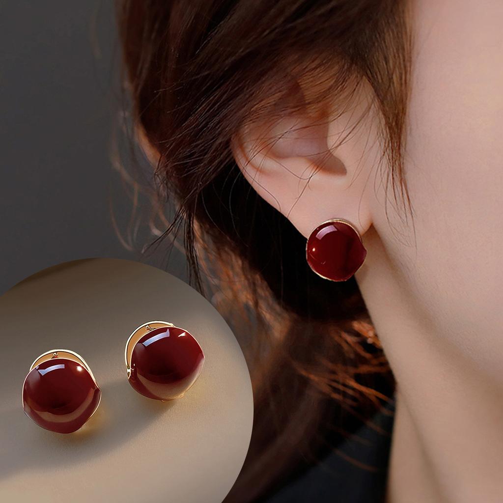 French Earrings, Niche Design, High-End Earrings, Women's Red Temperament, Socialite Earrings