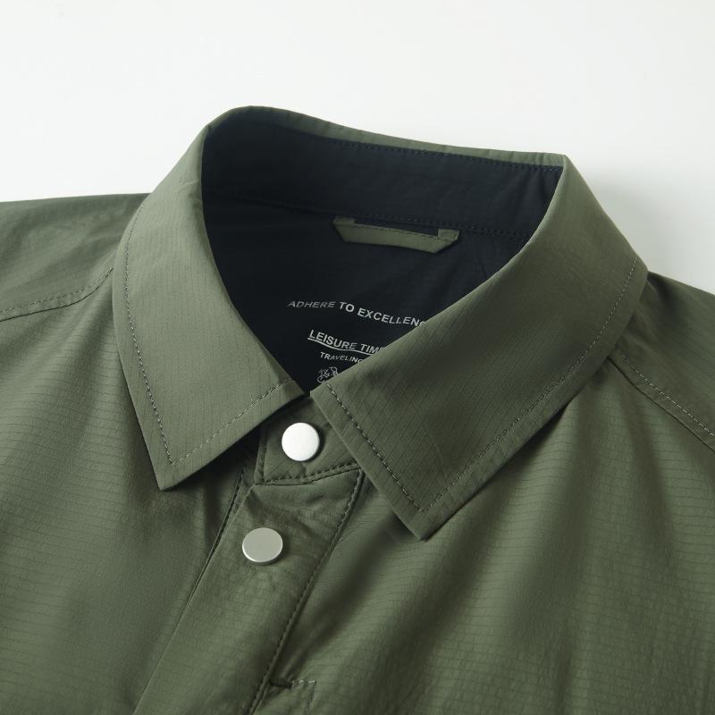 Spring and Autumn Lapel Shirt Edition Top Young and Middle-aged Light Luxury Business Leisure Army Green Jacket