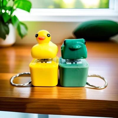 Plastik Quakfrosch Ente Schlüsselanhänger Fingerspitzentaste Mit LED-Licht Frosch Quakender Fidget Anhänger Wiederaufladbar