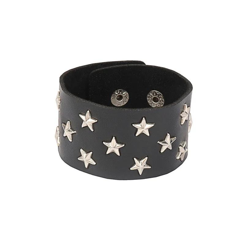 PU Leather Bracelet Punk Goth Studded Spike Rivet Buckle Wristband Cuff Bangle Black Gothic Steampunk for Men Women Unisex 80s