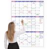 BooQool Large Dry Erase Calendar for Wall - Undated 3 Month Calendar, 27.7'' X 40'', Erasable & Reble Laminated White Board with 8 Round Stickers,